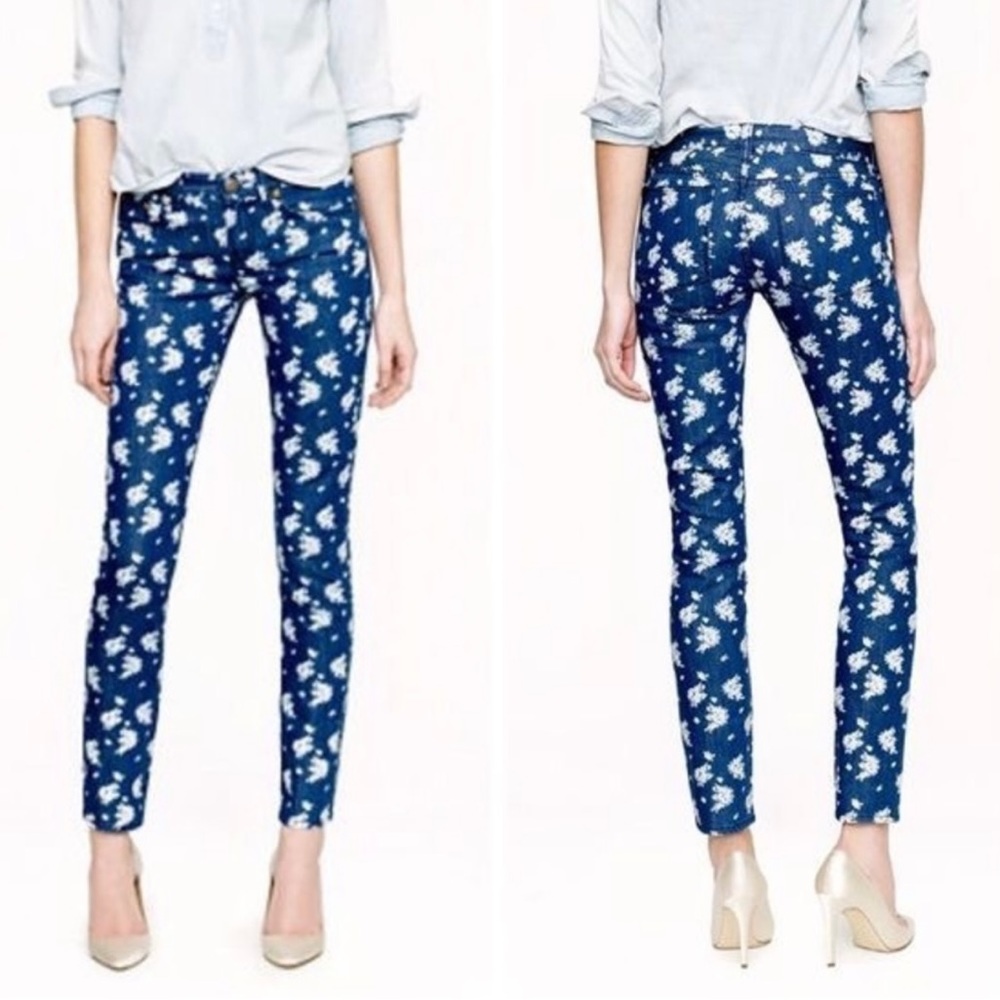 J. Crew Indigo Floral Matchstick Jeans - Picture 2 of 16